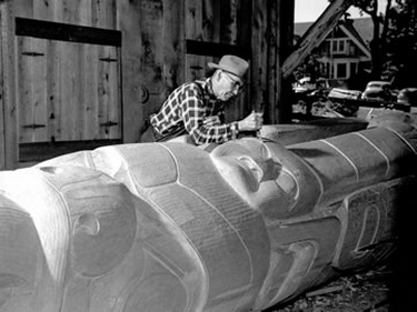 Chief Mungo Martin, Kwakiutl Artist. Carving