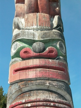 Chief Mungo Martin, Kwakiutl Artist. Totem Pole Close-up